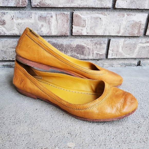 yellow leather flats womens